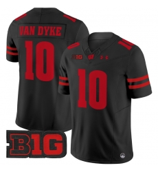 Men Youth Wisconsin Badgers 10 Tyler Van Dyke Black 2024 Vapor Limited Jersey All Stitched