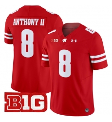 Men Youth Wisconsin Badgers 8 Vinny Anthony II Red 2024 Vapor Limited Jersey All Stitched