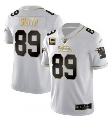 Men Carolina Panthers 89 Steve Smith White Gold With 4 Star C Patch Vapor Limited Stitched Football Jersey