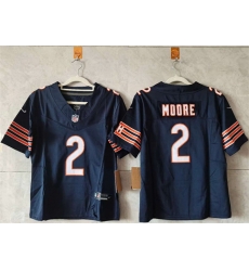 Women Chicago Bears 2 DJ Moore Navy 2024 F U S E Vapor Stitched Jersey  Women Chicago Bears 2 DJ Moore Navy 2024 F U S E Vapor Stitched Jersey