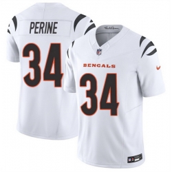 Men Cincinnati Bengals 34 Samaje Perine White 2025 F U S E  Vapor Untouchable Limited Stitched Football Jersey Men Cincinnati Bengals 34 Samaje Perine White 2025 F U S E  Vapor Untouchable Limited Stitched Football Jersey