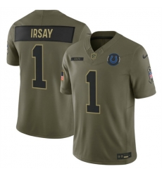 Men Indianapolis Colts 1 Jim Irsay Olive 2025 F U S E  Salute to Service Limited Stitched Football Jersey