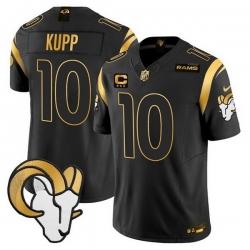Men Los Angeles Rams 10 Cooper Kupp Black Gold 2025 F U S E  With 3 Star C Patch Vapor Untouchable Stitched Football Jersey Men Los Angeles Rams 10 Cooper Kupp Black Gold 2025 F U S E  With 3 Star C Patch Vapor Untouchable Stitched Football Jersey