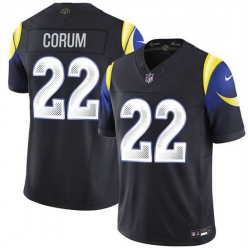 Men Los Angeles Rams 22 Blake Corum Black 2025 F U S E Rivalries Vapor Limited Stitched Football Jersey Men Los Angeles Rams 22 Blake Corum Black 2025 F U S E Rivalries Vapor Limited Stitched Football Jersey