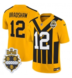 Men Pittsburgh Steelers 12 Terry Bradshaw Gold 1933 F U S E  Throwback Alternate Football Stitched Football Jersey
