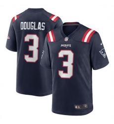 Men New England Patriots 3 Demario Douglas Navy 2025 Stitched Game Jersey