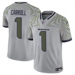 Men Seattle Seahawks 1 Pete Carroll Grey 2025 F U S E Rivalries Vapor Untouchable Limited Stitched Football Jersey Men Seattle Seahawks 1 Pete Carroll Grey 2025 F U S E Rivalries Vapor Untouchable Limited Stitched Football Jersey