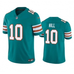 Men Miami Dolphins 10 Tyreek Hill Aqua 2023 F U S E Vapor Limited Stitched Football Jersey