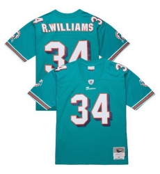 Men Miami Dolphins 34 Ricky Williams Aqua Throwback Stitched Jersey