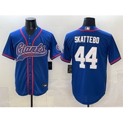 Men New York Giants 44 Cam Skattebo Royal With Patch Cool Base Stitched Baseball Jersey Men New York Giants 44 Cam Skattebo Royal With Patch Cool Base Stitched Baseball Jersey