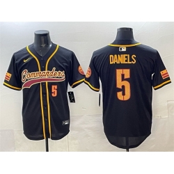 Men Washington Commanders 5 Jayden Daniels Black Limited Stitched Baseball Jersey Men Washington Commanders 5 Jayden Daniels Black Limited Stitched Baseball Jersey