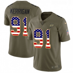 Youth Nike Washington Redskins 91 Ryan Kerrigan Limited OliveUSA Flag 2017 Salute to Service NFL Jersey