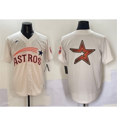 Men Houston Astros Team Big Logo Cream Throwback Cooperstown Collection Limited Stitched Baseball Jersey 001