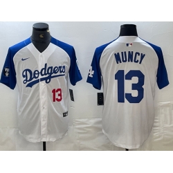 Men Los Angeles Dodgers 13 Max Muncy White Blue Vin Patch Cool Base Stitched Baseball Jersey Men Los Angeles Dodgers 13 Max Muncy White Blue Vin Patch Cool Base Stitched Baseball Jersey