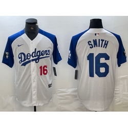 Men Los Angeles Dodgers 16 Will Smith White Blue Vin Patch Cool Base Stitched Baseball Jersey 15 Men Los Angeles Dodgers 16 Will Smith White Blue Vin Patch Cool Base Stitched Baseball Jersey 15