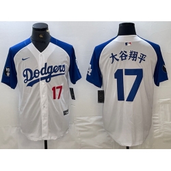 Men Los Angeles Dodgers 17 Shohei Ohtani White Blue Vin Patch Cool Base Stitched Baseball Jersey 2 Men Los Angeles Dodgers 17 Shohei Ohtani White Blue Vin Patch Cool Base Stitched Baseball Jersey 2