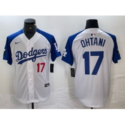 Men Los Angeles Dodgers 17 Shohei Ohtani White Blue Vin Patch Cool Base Stitched Baseball Jersey 5 Men Los Angeles Dodgers 17 Shohei Ohtani White Blue Vin Patch Cool Base Stitched Baseball Jersey 5
