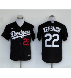 Men Los Angeles Dodgers 22 Clayton Kershaw Black Cool Base Stitched Baseball Jersey