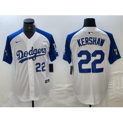 Men Los Angeles Dodgers 22 Clayton Kershaw White Blue Vin Patch Cool Base Stitched Baseball Jersey 3 Men Los Angeles Dodgers 22 Clayton Kershaw White Blue Vin Patch Cool Base Stitched Baseball Jersey 3