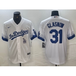 Men Los Angeles Dodgers 31 Tyler Glasnow White City Connect Cool Base Stitched Baseball Jersey 1 Men Los Angeles Dodgers 31 Tyler Glasnow White City Connect Cool Base Stitched Baseball Jersey 1