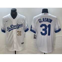 Men Los Angeles Dodgers 31 Tyler Glasnow White City Connect Cool Base Stitched Baseball Jersey 5 Men Los Angeles Dodgers 31 Tyler Glasnow White City Connect Cool Base Stitched Baseball Jersey 5