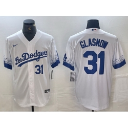 Men Los Angeles Dodgers 31 Tyler Glasnow White City Connect Cool Base Stitched Baseball Jersey Men Los Angeles Dodgers 31 Tyler Glasnow White City Connect Cool Base Stitched Baseball Jersey