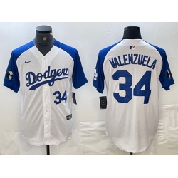 Men Los Angeles Dodgers 34 Toro Valenzuela White Blue Vin Patch Cool Base Stitched Baseball Jersey Men Los Angeles Dodgers 34 Toro Valenzuela White Blue Vin Patch Cool Base Stitched Baseball Jersey