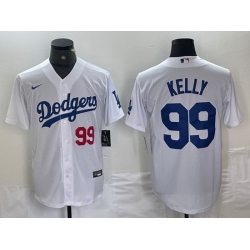 Men Los Angeles Dodgers 99 Joe Kelly White Cool Base Stitched Baseball Jersey Men Los Angeles Dodgers 99 Joe Kelly White Cool Base Stitched Baseball Jersey
