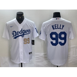 Men Los Angeles Dodgers 99 Joe Kelly White Cool Base Stitched Baseball Jersey 9 Men Los Angeles Dodgers 99 Joe Kelly White Cool Base Stitched Baseball Jersey 9