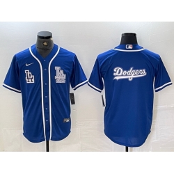Men Los Angeles Dodgers Big logo Blue Cool Base Stitched Baseball Jersey 6 Men Los Angeles Dodgers Big logo Blue Cool Base Stitched Baseball Jersey 6
