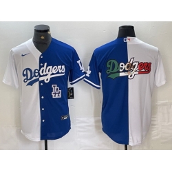 Men Los Angeles Dodgers Team Big Logo White Blue Split Cool Base Stitched Baseball Jersey 5 Men Los Angeles Dodgers Team Big Logo White Blue Split Cool Base Stitched Baseball Jersey 5