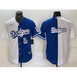 Men Los Angeles Dodgers Team Big Logo White Blue Split Cool Base Stitched Baseball Jersey 8 Men Los Angeles Dodgers Team Big Logo White Blue Split Cool Base Stitched Baseball Jersey 8