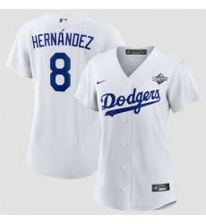 Women Los Angeles Dodgers 8 Enrique Hernandez White 2025 World Series Home Cool Base Limited Stitched Baseball Jersey Women Los Angeles Dodgers 8 Enrique Hernandez White 2025 World Series Home Cool Base Limited Stitched Baseball Jersey