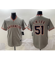 Men San Francisco Giants 51 Jung Hoo Lee Grey Cool Base Stitched Baseball Jersey