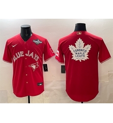 Men Toronto Blue Jays  26 Leafs Red 2025 World Series With White Leafs Logo Cool Base Stitched Baseball Jersey Men Toronto Blue Jays  26 Leafs Red 2025 World Series With White Leafs Logo Cool Base Stitched Baseball Jersey