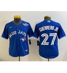 Youth Toronto Blue Jays 27 Vladimir Guerrero Jr  Royal 2025 World Series Cool Base Stitched Baseball Jersey