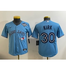 Youth Toronto Blue Jays 30 Alejandro Kirk Blue 2025 World Series Cool Base Stitched Baseball Jersey