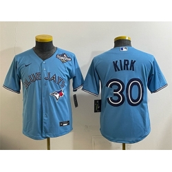 Youth Toronto Blue Jays 30 Alejandro Kirk Blue 2025 World Series Cool Base Stitched Baseball Jersey