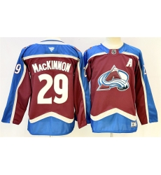 Men Colorado Avalanche 29 Nathan MacKinnon Burgundy 2024 25 With A Patch Stitched Jersey