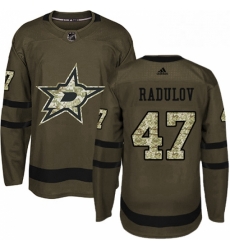 Mens Adidas Dallas Stars 47 Alexander Radulov Authentic Green Salute to Service NHL Jersey 