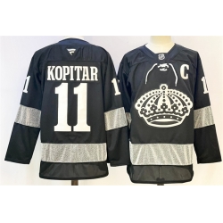 Men Los Angeles Kings 11 Anze Kopitar Black With C Patch Alternate Stitched Hockey Jersey