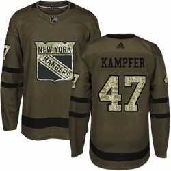 Mens Adidas New York Rangers 47 Steven Kampfer Premier Green Salute to Service NHL Jersey 