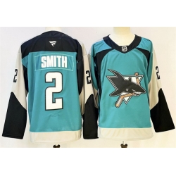 Men San Jose Sharks 2 Will Smith Teal 2025 Alternate Stitched Hockey Jersey Men San Jose Sharks 2 Will Smith Teal 2025 Alternate Stitched Hockey Jersey
