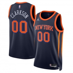 Men New Yok Knicks 00 Jordan Clarkson Jordan Clarkson Black 2025 Statement Edition Stitched Basketball Jersey
