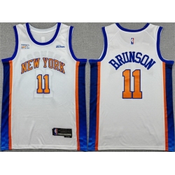 Men New Yok Knicks 11 Jalen Brunson White 2024 25 City Edition Stitched Basketball Jersey
