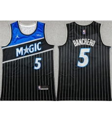 Men Orlando Magic 5 Paolo Banchero Black 2025 Statement Edition Stitched Basketball Jersey