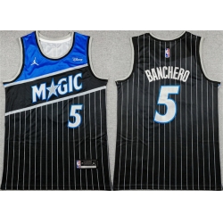 Men Orlando Magic 5 Paolo Banchero Black 2025 Statement Edition Stitched Basketball Jersey