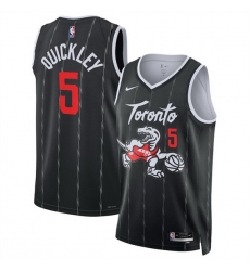 Men Toronto Raptors 5 Immanuel Quickley Black 2025 26 City Edition Stitched Basketball Jersey