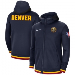 Men Denver Nuggets Nike 75th Anniversary Performance Showtime Full Zip Hoodie Jacket   Navy