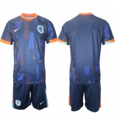 Men Netherlands Custom Navy 2024 25 Away Soccer Jersey Suit
